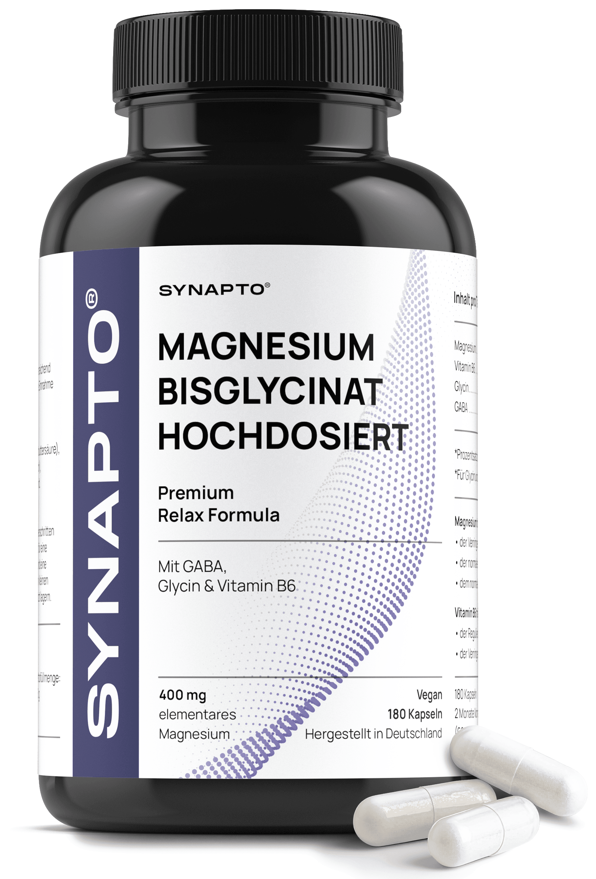 SYNAPTO Magnesium Bisglycinate High-Dose – 180 Capsules